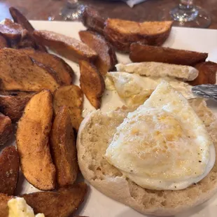 Over medium egg on an untoasted English muffin.