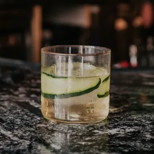 a drink in a glass