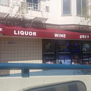 the outside of a liquor store