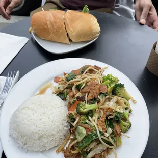 Banh mi and rice lunch special -- lemongrass pork for both