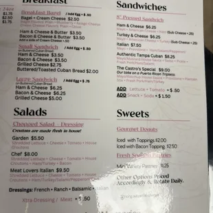 Breakfast and Sandwiches