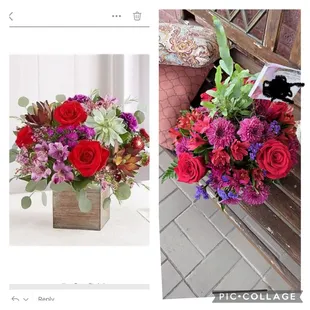 Expectation vs reality of the Hocus Pocus birthday bouquet.