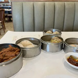 a variety of food items on a table