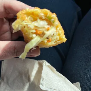 The inside of the egg roll
