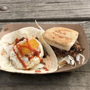 a sandwich and a fried egg