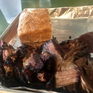 Brisket Platter with Coleslaw and Cornbread