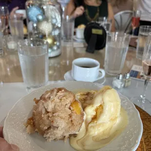 Peach crumble ala mode for our brunch at Christmas at Caswell House