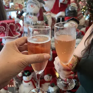 Champagne while shopping at Christmas at Caswell House