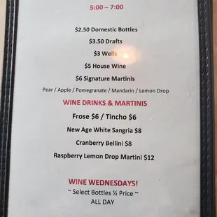 Happy Hour Menu