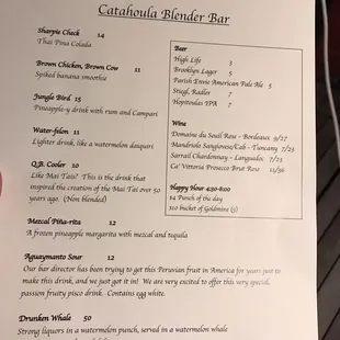 menu