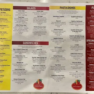 The menu