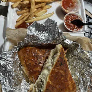 Meatball sub on Focaccia bread