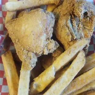 4 piece bone in chicken with potato logs
