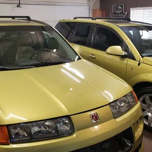 The twins in the garage for the first time.