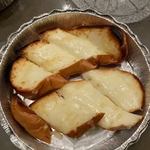 Cheesy garlic bread.