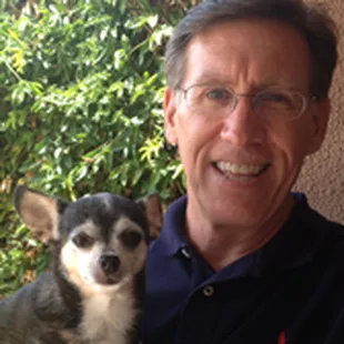 Dr Randy Eberhard with his dog Rosie