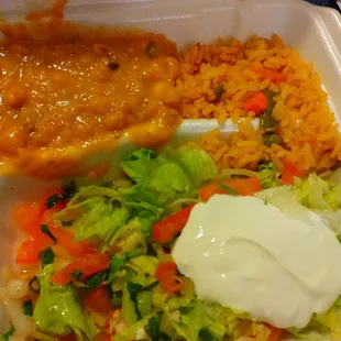 Salad, Rice and Beans