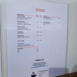 Food menu
