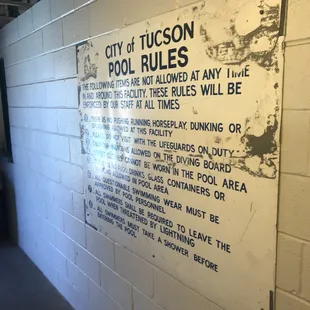 Rules!  No horseplay ! ( I was in Washington state  on the n peninsula &amp; local pool said " no scuffling " Canadian term?