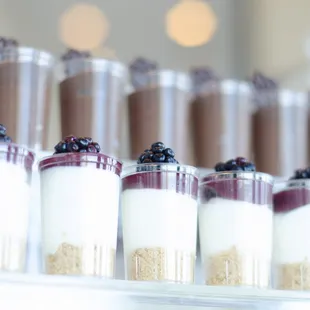 Black Currant Cheesecake Mini Parfaits and Chocolate Mousse Mini Parfaits