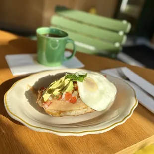 Pop-up specials today! Mollete "La Eva": open-face salsa, avocado, egg, etc.--messy but yum!