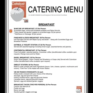 Catering menu
