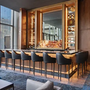 a bar in a hotel lobby