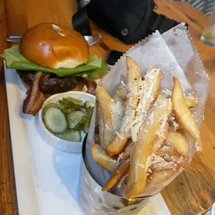 Burger and fries