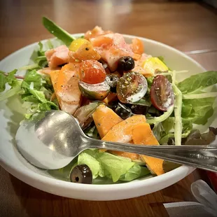 Toss salad. Enough for 2 people to share