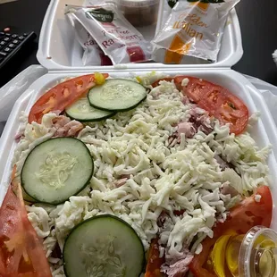 Delicious Italian Chef salad, delivered to my motel, made two meals of it!  Very good!