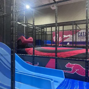 Slide and trampoline area