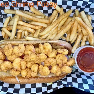 Fried or grilled Popcorn Shrimp Poboy