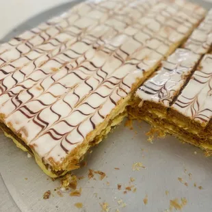 a half eaten pastry on a plate