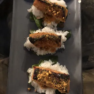 This salmon and sushi rice shareable was great !!