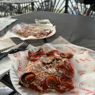 Pepperoni and cheese slices