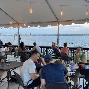 Tent offers shade and ambiance