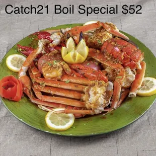 a plate of crab legs