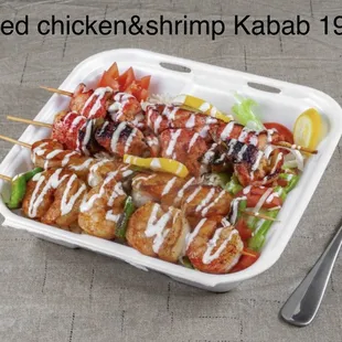 a tray of skewers