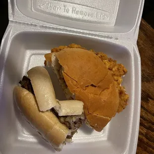 Breaded pork tenderloin and Philly sandwich