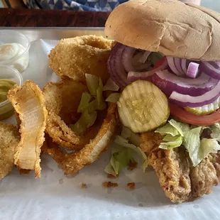 Pork Tenderloin and Onion Rings