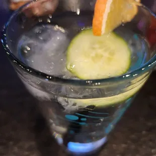 Fancy cucumber water. Refreshing!