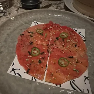 Rainbow Sashimi Pizza