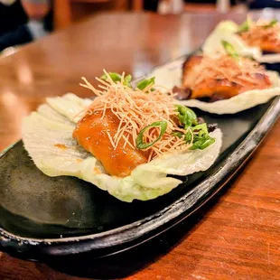 Miso cod lettuce wraps