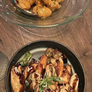 Crispy Shrimp ($32) and Grilled Spanish Octopus ($28)