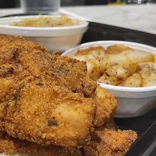 Fried Fish with Fried Potatoes and Cabbage. YUM!