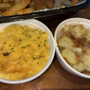 Mac &amp; cheese and potatoes and onions