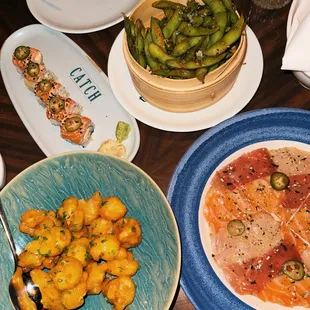 Crispy Cauliflower, Edamame and Sushi