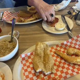 So good almost forgot to take a picture! Fried fish and shrimp and fried rice