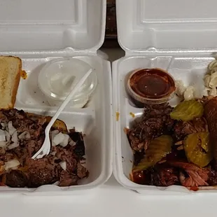 This is how I meal prep! Brisket sandwich for today and chopped brisket loaded potato for tomorrow! ;)