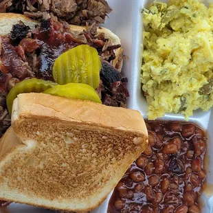 Chopped brisket with, baked beans and potato salad. Just let me say this . I've been doing reviews along time.1 / 10 ? I give them 9.5 !!!